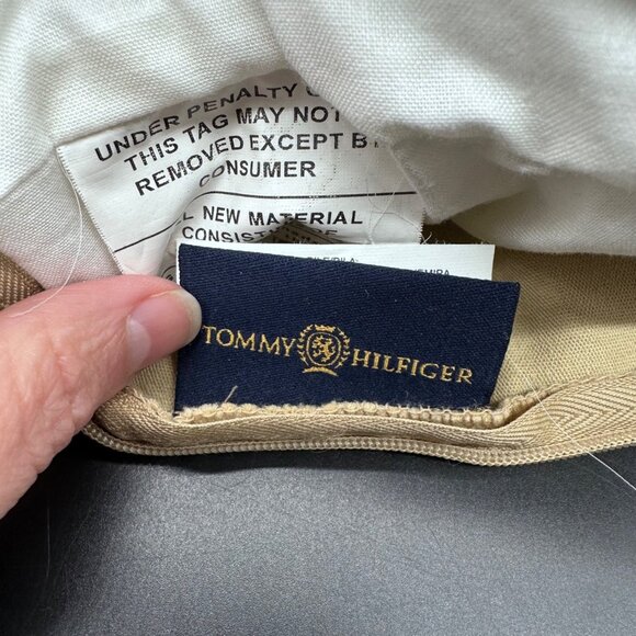 Tommy Hilfiger Home Needlepoint Pillow Blue Gold Decorative Cushion 16"x16" - Picture 4 of 8